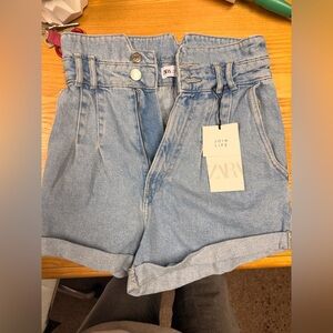 NWT Zara USA 0 Women's Blue Denim Shorts